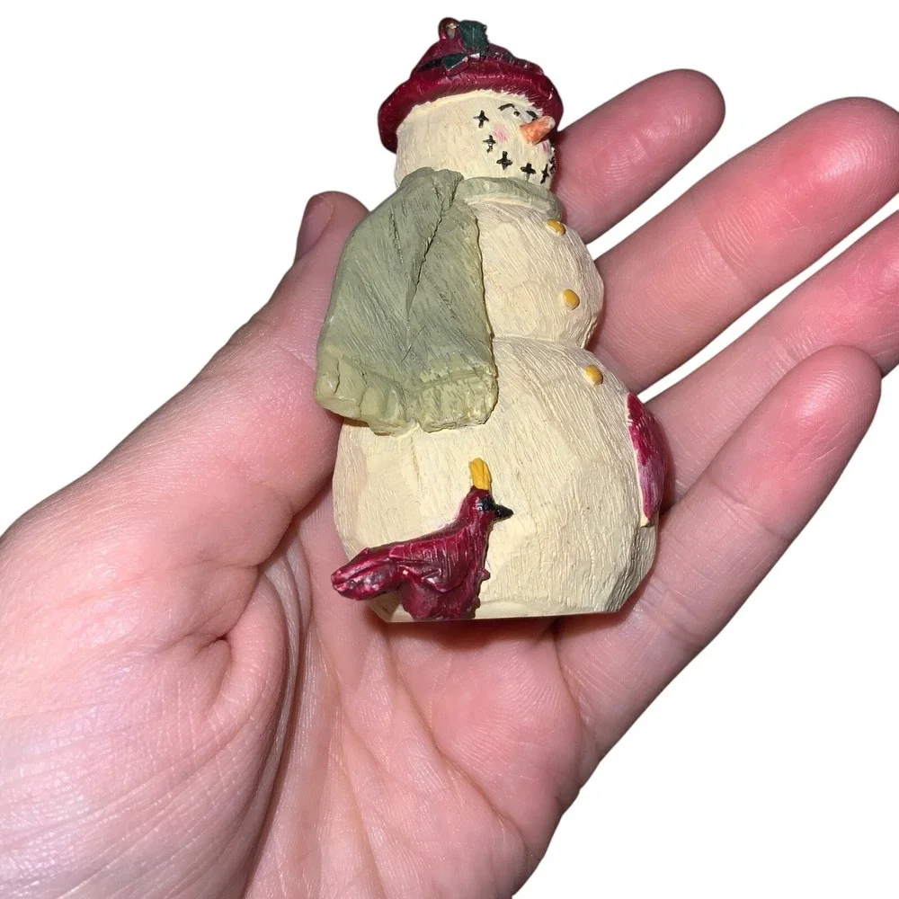 2002 Dayspring Snowman Christmas Ornament Heart Cardinal Red Hat 3